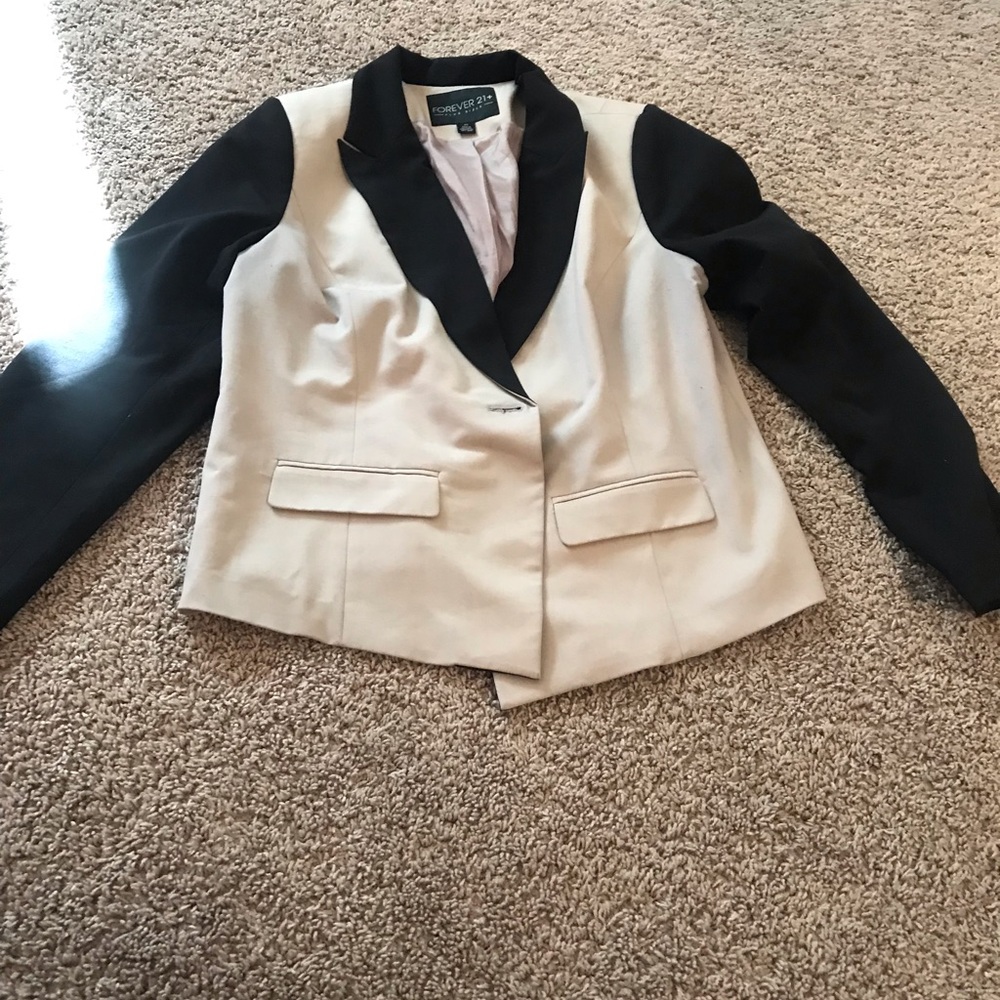 Cream and black two tone blazer